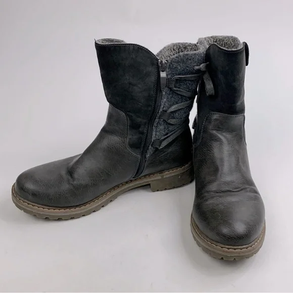 Patrizia By Spring Step Dawna Grey Multi Boots Size 39 (8-8.5) Gray Zip Sherpa - Picture 3 of 14